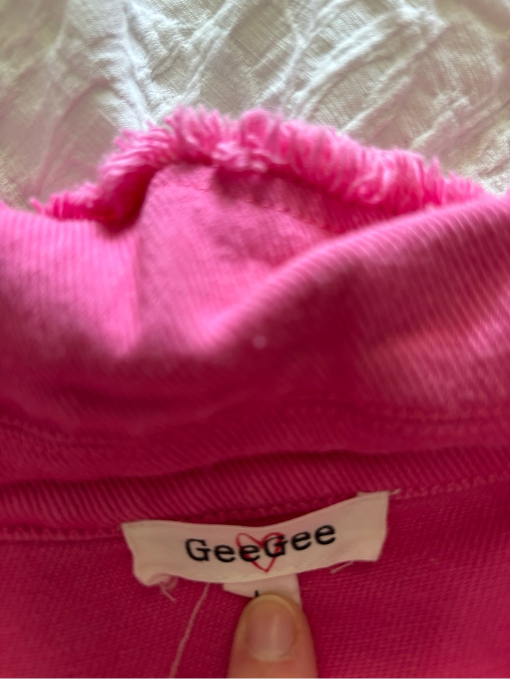 Fringe Button-Front Pink Jean Jacket - Picture 4 of 4